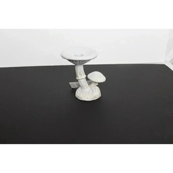 New White / Gold Resin Wild Woodland Mushrooms Candle Holder Room Decor - Picture 5 of 5